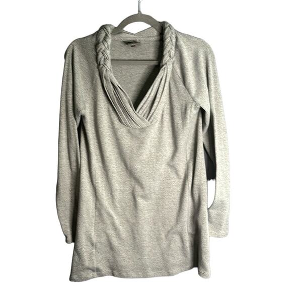 Anthro One September Gray Long Sleeve Tunic with Braided Collar Size Small - Picture 1 of 9